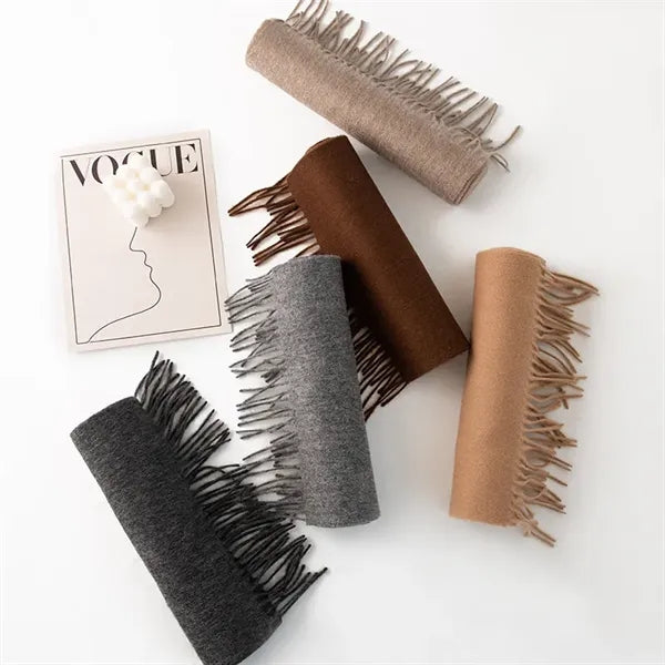 Long Soft Wool Scarf - Solid Color