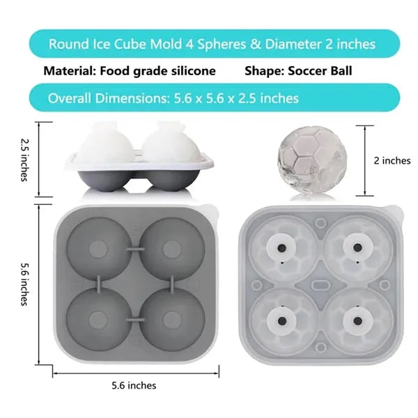 4 Cavities Big Circle Ice Cube Molds