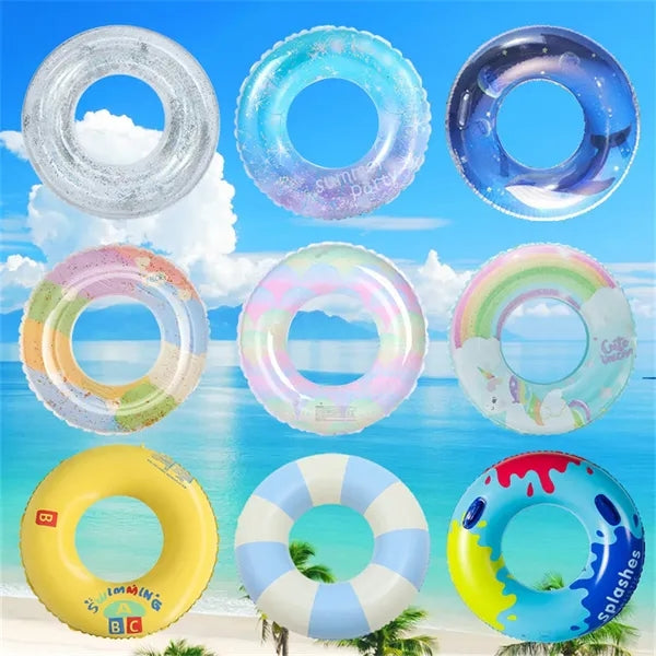 Inflatable Pool Float Glitter Swim Ring Water Tube Toy
