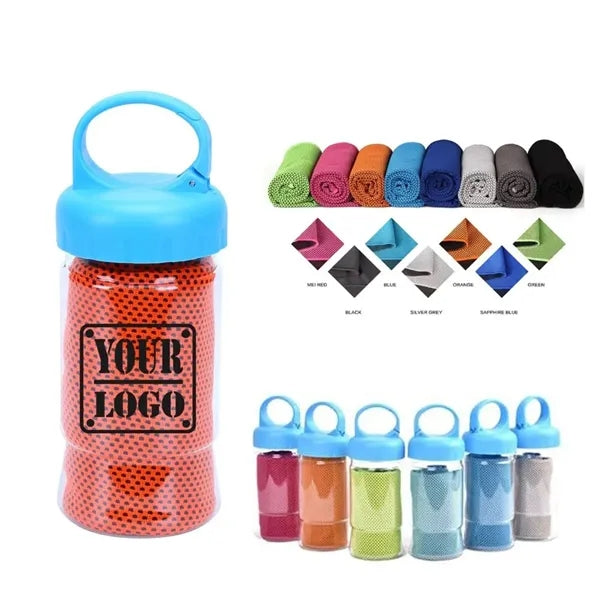 Cooling Towel With Carabiner Bottle
