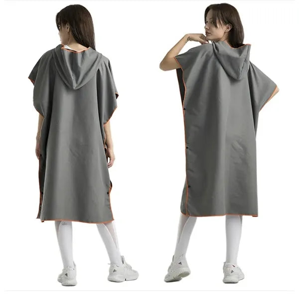 Change Bath Robe Poncho and Beach Towel in One with Hood