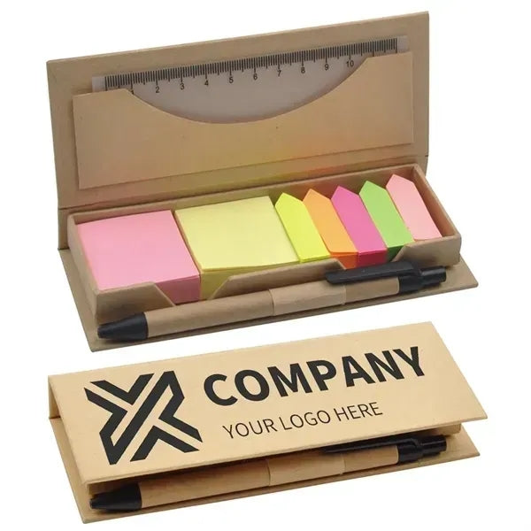 Sticky Note Set with Pen and Ruler and Ecological Case