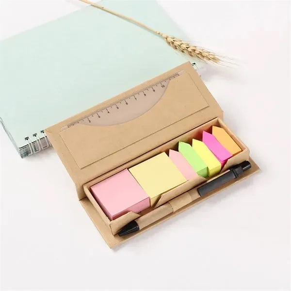 Sticky Note Set with Pen and Ruler and Ecological Case
