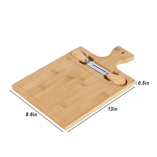 3 Piece Eco Friendly Bamboo Cheese Board Knife Set