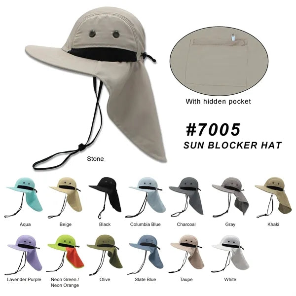 Safari boonie flap back hat with hidden pocket