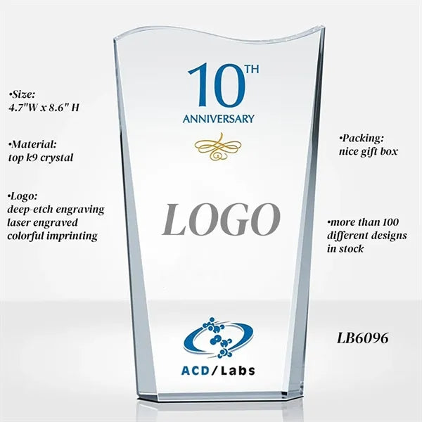 Appreciation Crystal Trophy Glass Engraved Awards