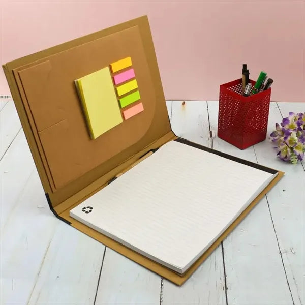 Recycled Padfolio with Pockets, Sticky Notes & Notepad