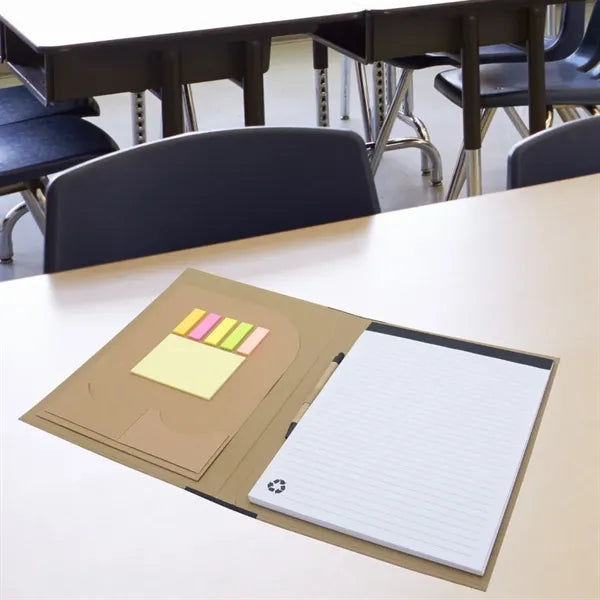 Recycled Padfolio with Pockets, Sticky Notes & Notepad
