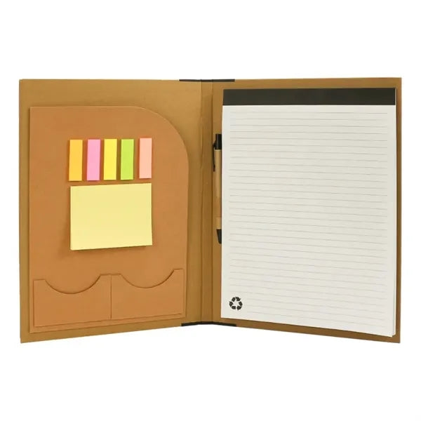 Recycled Padfolio with Pockets, Sticky Notes & Notepad