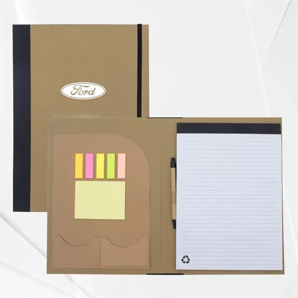 Recycled Padfolio with Pockets, Sticky Notes & Notepad