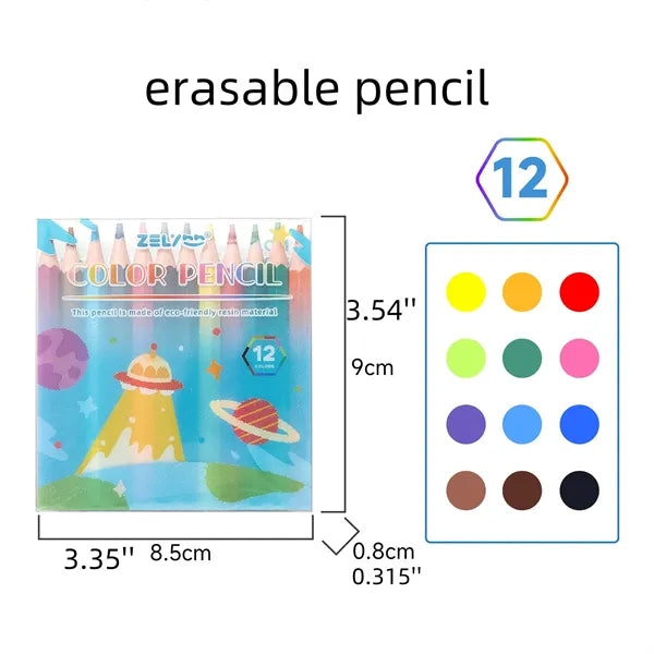 12 Color Erasable Colored Pencils