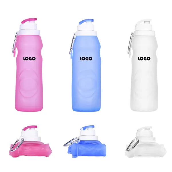 19 oz Roll-Up Silicone Sports Travel Water Bottle