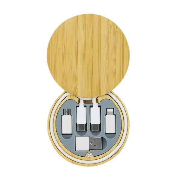 Bamboo Storage Box with Fast Charging Cable Kit