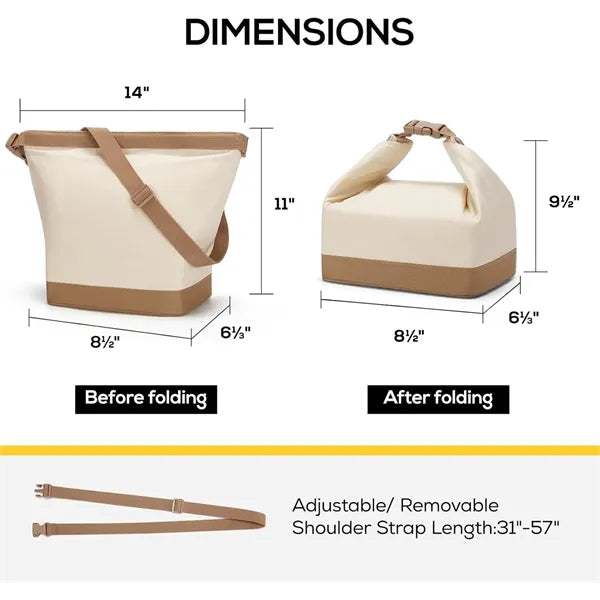 Foldable Tote Insulated Lunch Bag With Shoulder Strap
