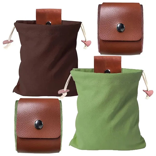 Foraging Pouch Leather Canvas Collapsible Bag