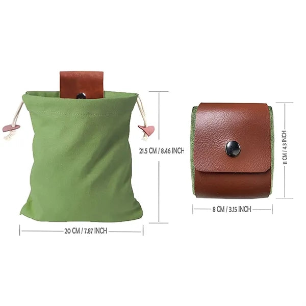 Foraging Pouch Leather Canvas Collapsible Bag