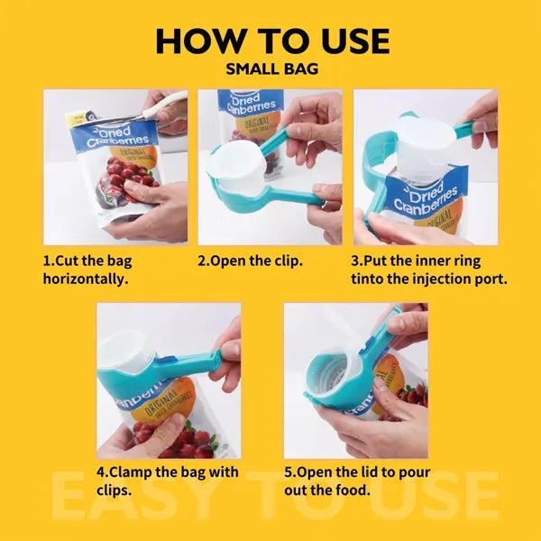 4-Pack Food Storage Clips with Pour Spouts