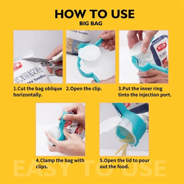 4-Pack Food Storage Clips with Pour Spouts