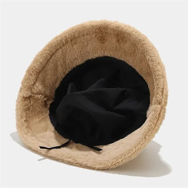 Winter Faux Rabbit Wool Fluffy Plush Bucket Hat
