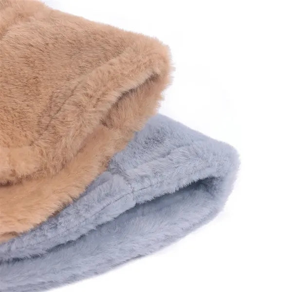 Winter Faux Rabbit Wool Fluffy Plush Bucket Hat