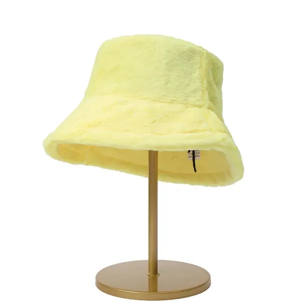 Winter Faux Rabbit Wool Fluffy Plush Bucket Hat
