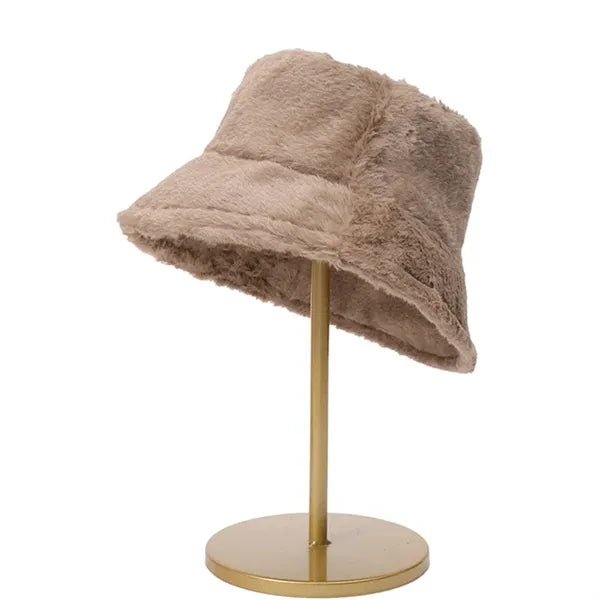 Winter Faux Rabbit Wool Fluffy Plush Bucket Hat