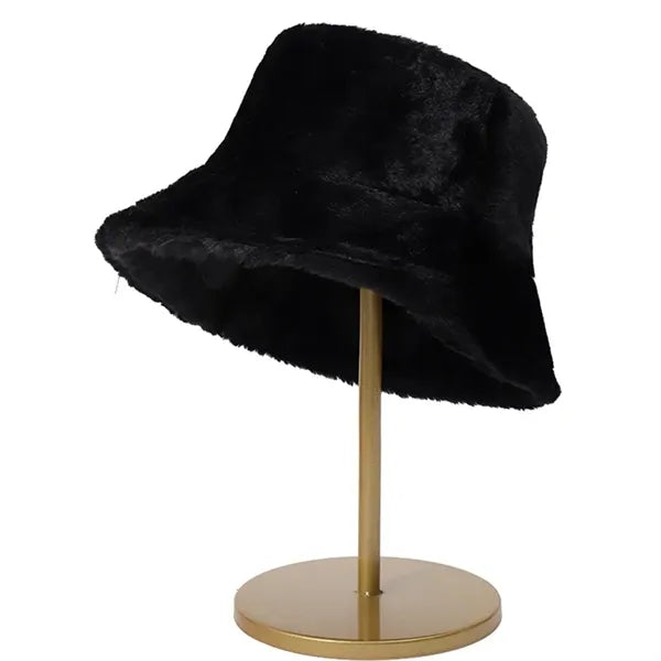 Winter Faux Rabbit Wool Fluffy Plush Bucket Hat