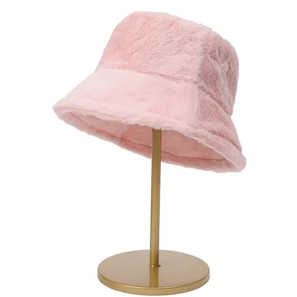 Winter Faux Rabbit Wool Fluffy Plush Bucket Hat