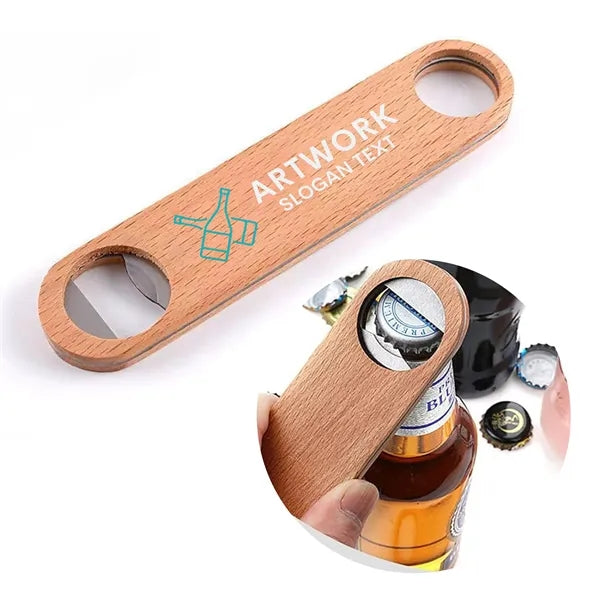 Wood Covered Stainless Steel Flat Bottle Opener