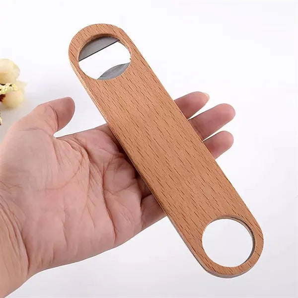 Wood Covered Stainless Steel Flat Bottle Opener