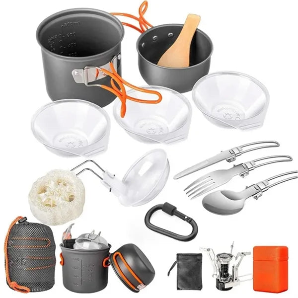 Portable Camp Stove Pots Pans Set