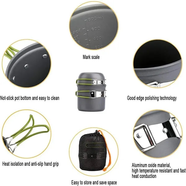 Portable Camp Stove Pots Pans Set