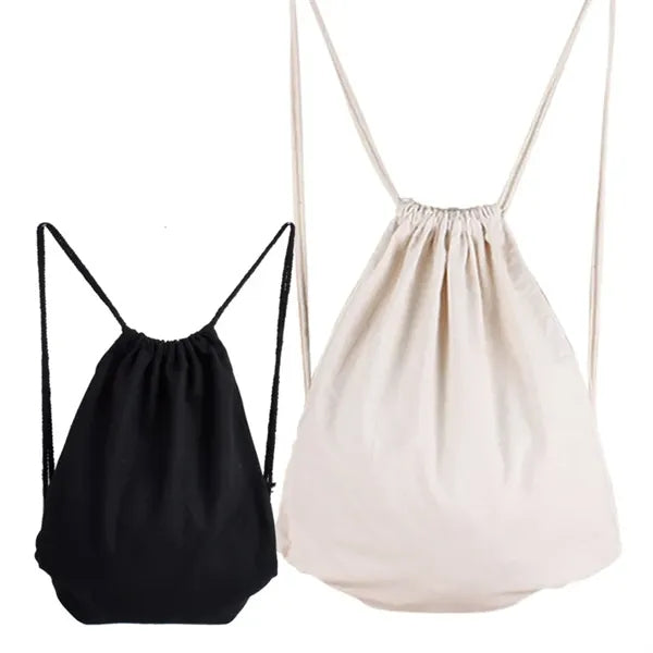 Cotton Drawstring Backpack Gym Sack