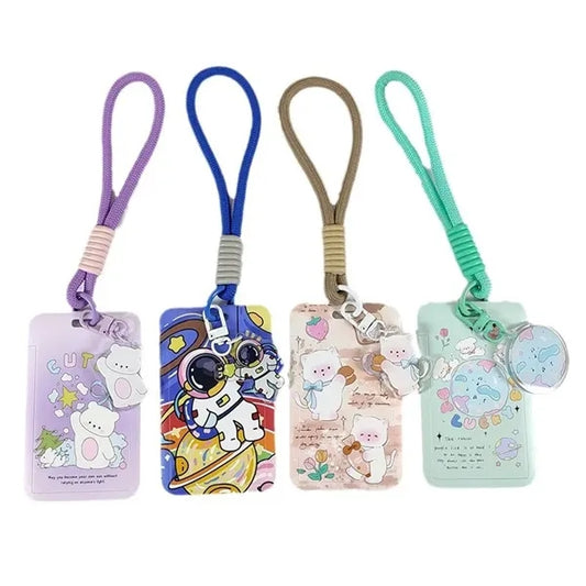 Cartoon Lanyard with ID Badge Holder Acrylic Charms Keychain