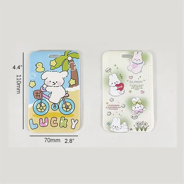 Cartoon Lanyard with ID Badge Holder Acrylic Charms Keychain