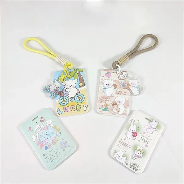 Cartoon Lanyard with ID Badge Holder Acrylic Charms Keychain