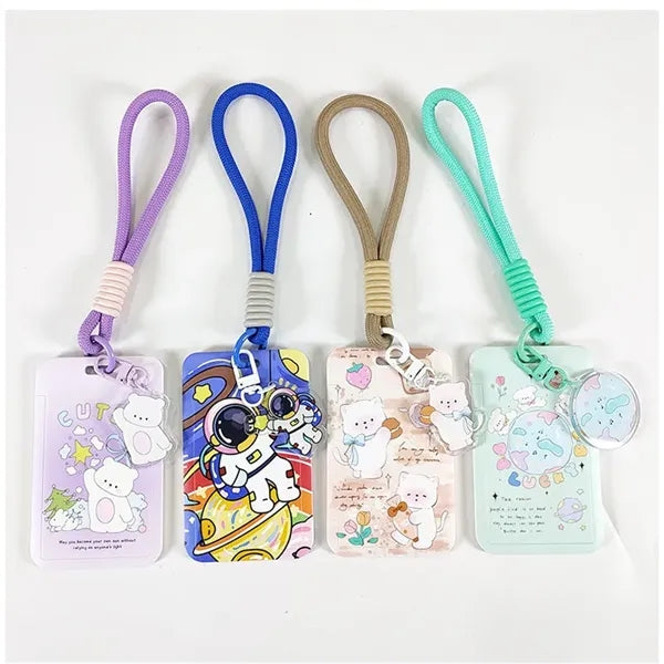 Cartoon Lanyard with ID Badge Holder Acrylic Charms Keychain