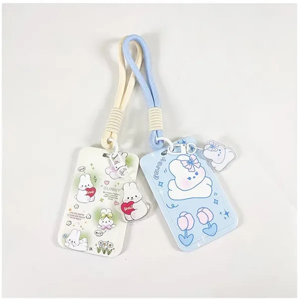 Cartoon Lanyard with ID Badge Holder Acrylic Charms Keychain