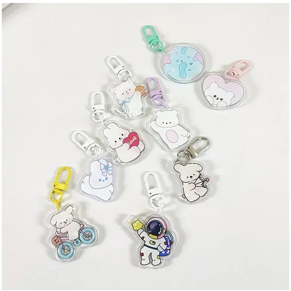 Cartoon Lanyard with ID Badge Holder Acrylic Charms Keychain
