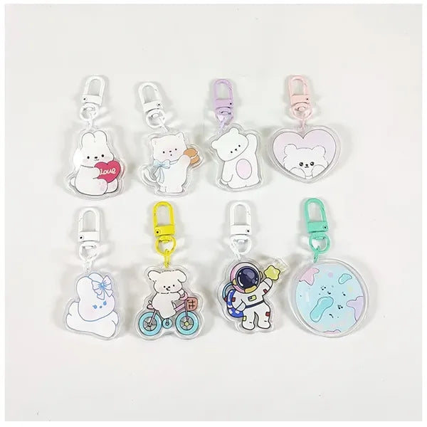 Cartoon Lanyard with ID Badge Holder Acrylic Charms Keychain