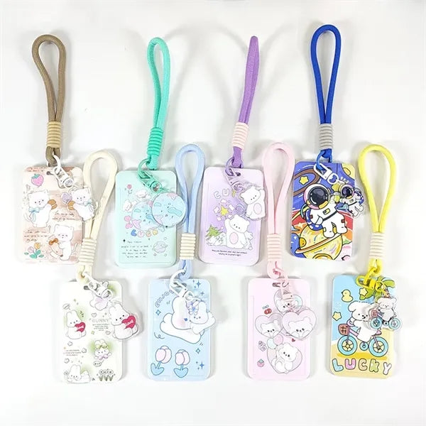 Cartoon Lanyard with ID Badge Holder Acrylic Charms Keychain