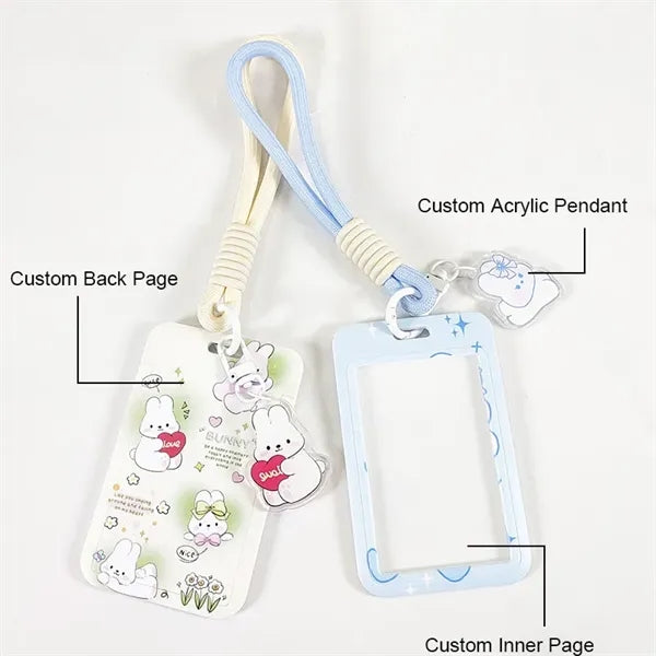 Cartoon Lanyard with ID Badge Holder Acrylic Charms Keychain