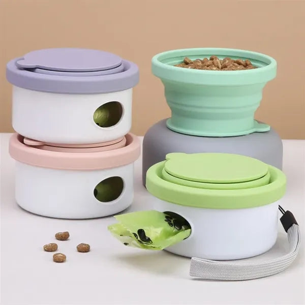 Collapsible Travel Dog Bowl with Lid
