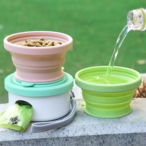 Collapsible Travel Dog Bowl with Lid