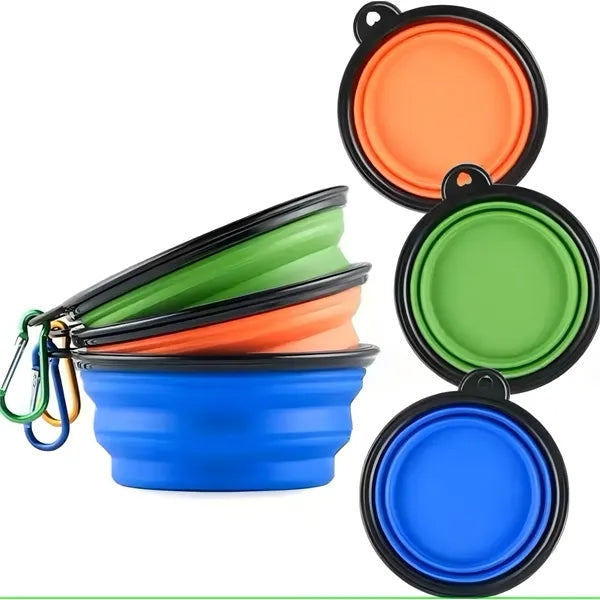 Collapsible colorful Pet Bowl Carabiner