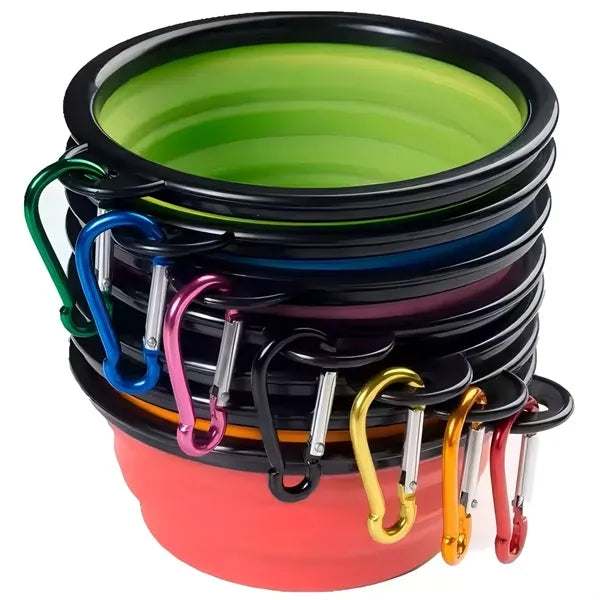 Collapsible colorful Pet Bowl Carabiner