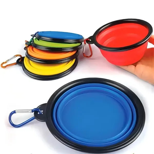 Collapsible colorful Pet Bowl Carabiner