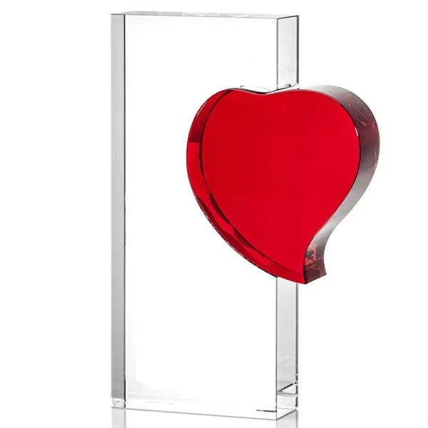 Red Heart Rectangle Crystal Award