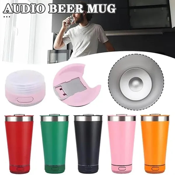 16oz Wireless Speaker Vacuum Tumbler Beer Drink Cup