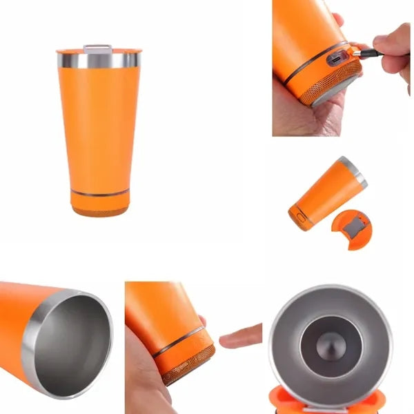 16oz Wireless Speaker Vacuum Tumbler Beer Drink Cup
